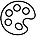 Outline of a color palette with three circles or swatch bars