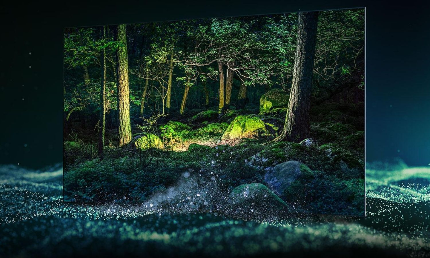 Samsung OLED TV displaying vivid, lifelike imagery with deep blacks and radiant highlights, emphasizing ultra-slim design and premium picture performance.