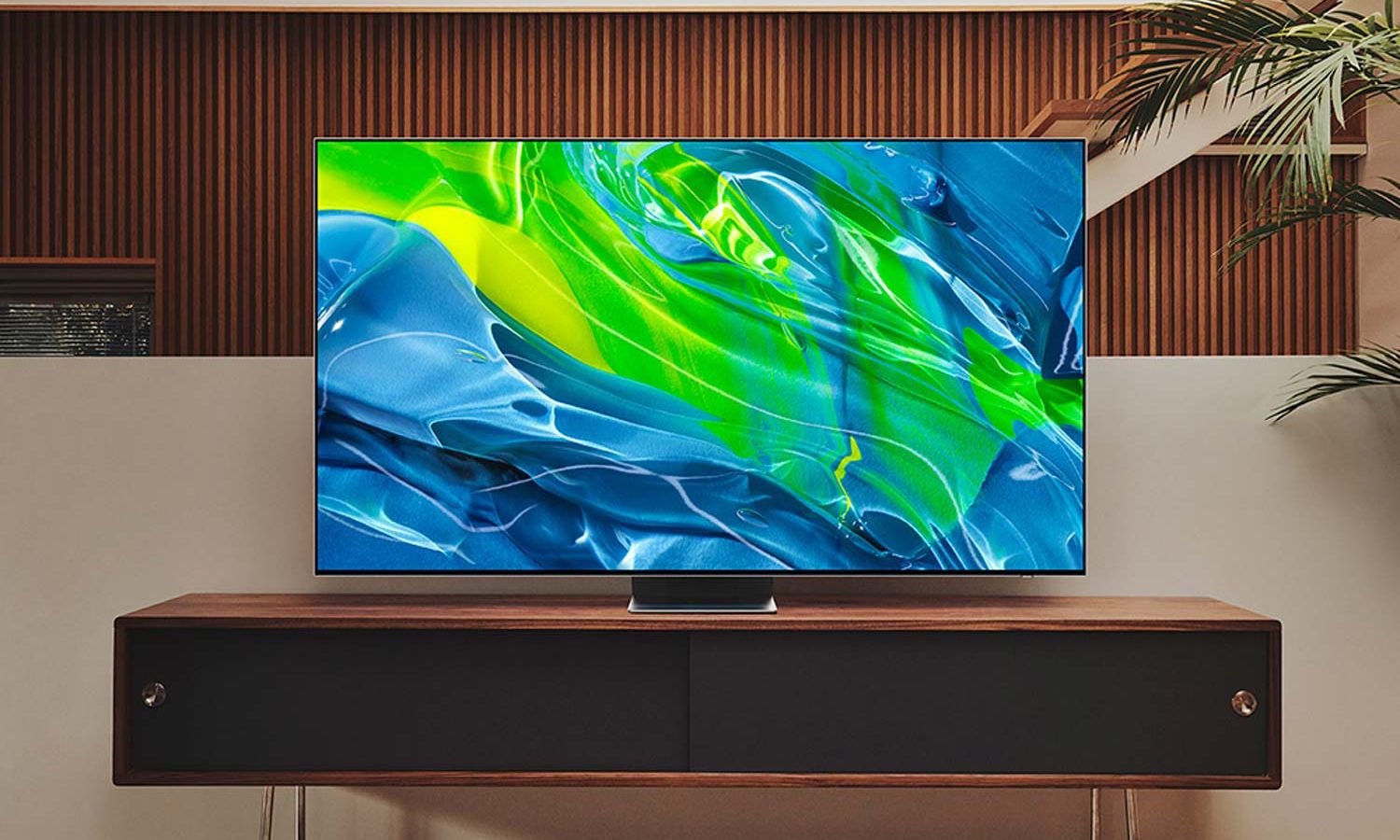 Samsung Smart TV interface displaying the Smart Hub home screen with app icons, personalized content recommendations, and seamless navigation features.